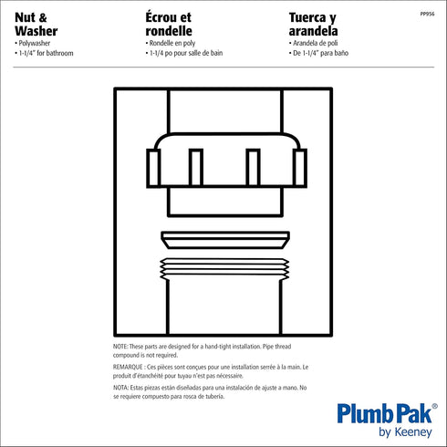 Plumb Pak PP956 Wing Nut Slip Joint 1 1/4-inch Washer, White