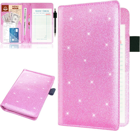 Server Books with 2 Zipper Pouch for Waitress, Waitress/Waiter Book Organizer, Guest