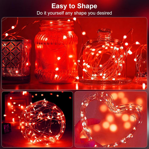 2 Pack Fairy Lights Battery Operated, 200 LED 66Ft Silver Wire Starry String Lights for Outdoor Indoor Wedding Decor