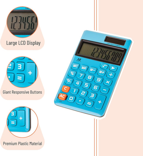 Mr. Pen Standard Function Calculator, 12 Digits Solar Calculator for Basic Office Use