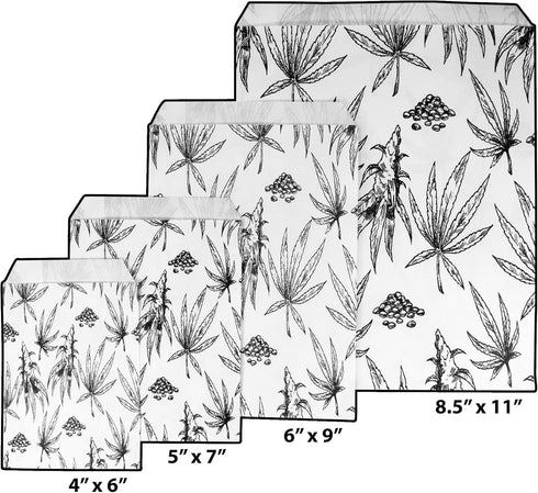 888 Display USA, Inc 20 Bags, 4" x 6" Exotic Plant Print Flat Paper Bags for Treats, Herbs
