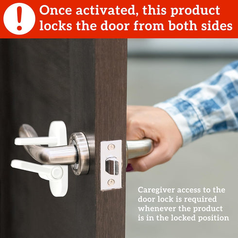 (2 Pack) 3M Door Lever Lock Prevents Toddlers from Opening Doors Easy One-Hand Operation for Adults Durable ABS