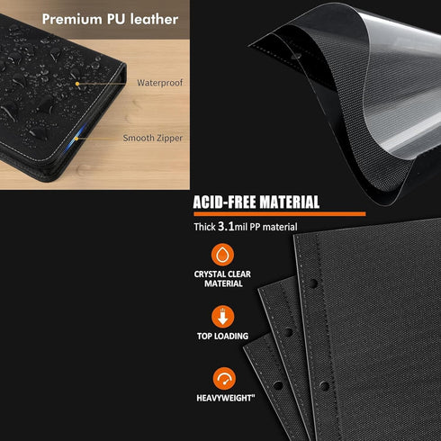 Jumbo Card Binder - 100 Pockets Hold Oversized Big Card, 3 Rings with 50 Double Side Removable Pages
