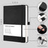 RETTACY Graph Paper Notebook 2-Pack - Graph Grid Paper Notebook with 192 Pages per Pack, Notebooks for Work, School, 100 GSM Paper, Leather Hardcover, Inner Pocket, 5.7'' × 8.3'' (Black & Black)