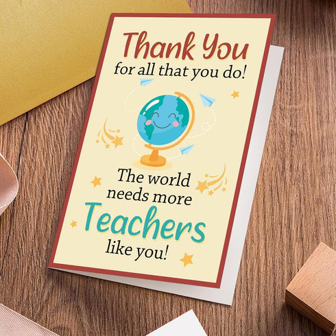 Oamiolek Cute Thank You Card for Teachers, Funny Teacher Appreciation Cards, Thank You Teacher Gifts from Students, The