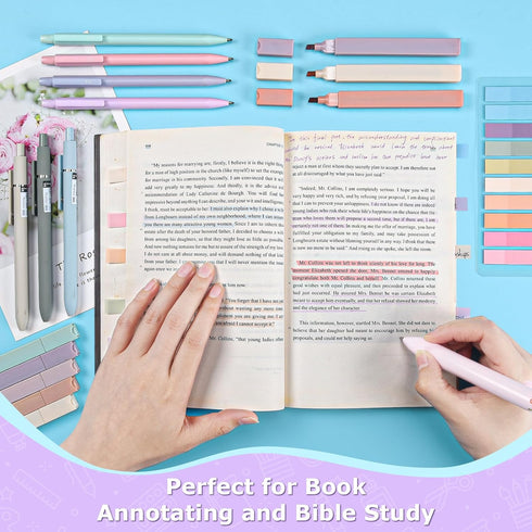 Clear Pencil Case with 12 Colors Highlighter, 5 Quick Dry Retractable Black Ink Pens, 6 Mechanical Pencils, 6-in-1
