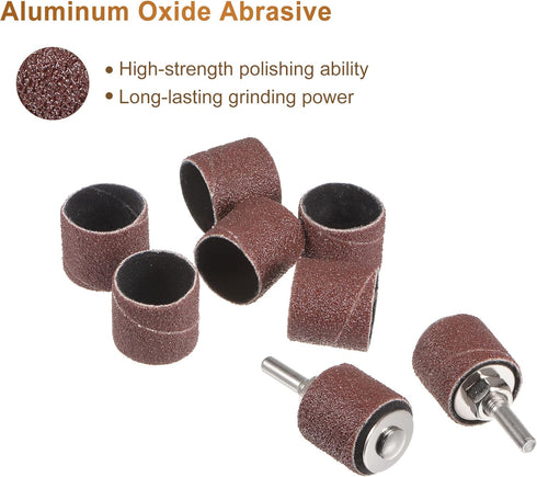 uxcell 100 Pcs 1 Inch Sanding Sleeves Sandpaper Set, 60 Grit with 2 Pcs Drum Mandrels for Rotary Tools