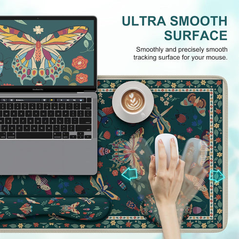 iCasso 3Pcs Large Mouse pad for Desk, Computer Desk Mat, XXL Keyboard and Mouse Pad + Keyboard Wrist Rest, Desk Matt