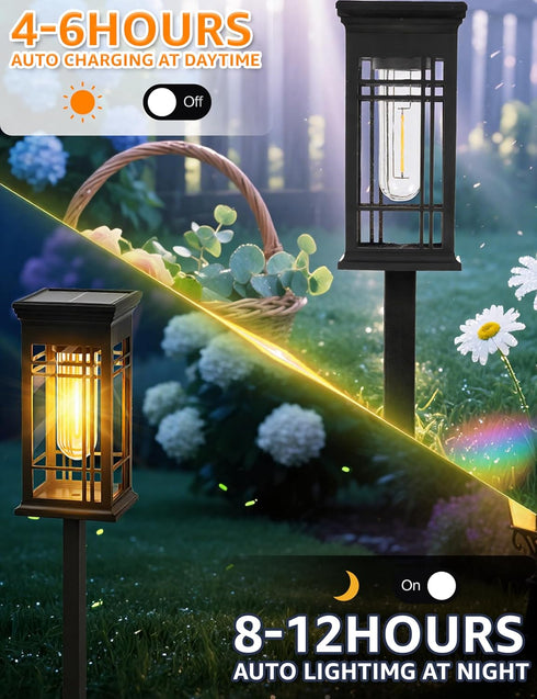 ALLIVING 8 Pack Solar Lights Outdoor Waterproof, Bright Solar Pathway Lights with Auto On/Off, Weatherproof Garden