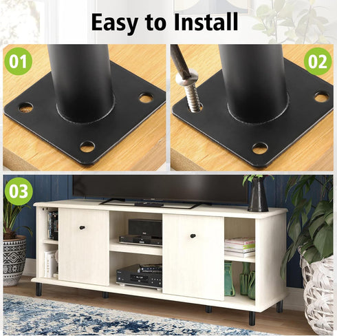 Masendelk 4 Inch 100mm, 4pcs Black Furniture Legs / Modern Sofa Legs Cabinet Replacement Legs, Heavy Duty Metal Legs