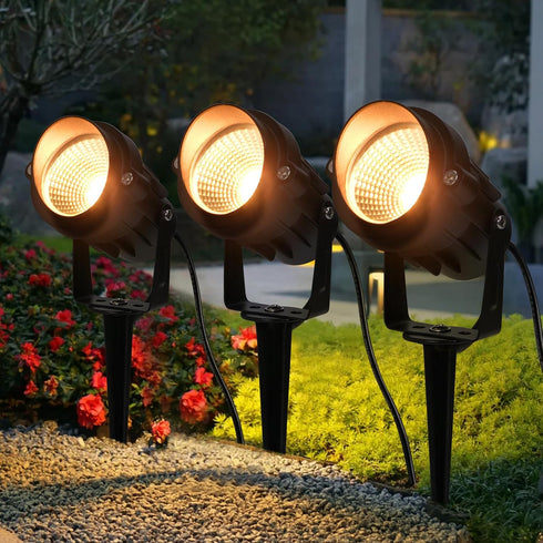 120V 5.9 3 Pack Outdoor Landscape Spotlights, LED Spot Light Waterproof for Garden and Yard Up Lighting, Warm Light