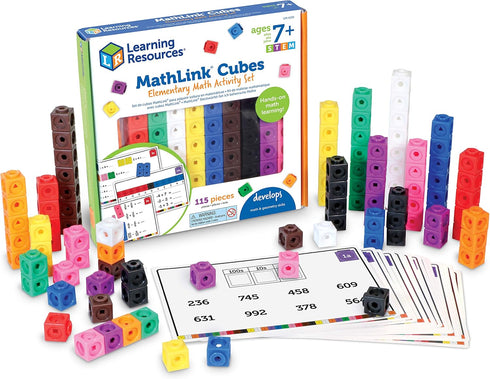 Learning Resources MathLink Cubes Elementary Math Activity Set - Math Manipulatives for