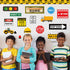 Whaline Construction Bulletin Board Set with Glue Points Positive Saying Learning Zone Cutouts for Educational Wall