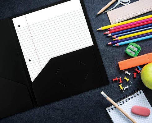Better Office Products Heavyweight Plastic 2 Pocket Portfolio Folder - Letter Size Poly Folders, 24 Pack