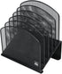 Inclined Desk File Organizer, 5-Section Vertical File Folder Holder Stand, Metal Rack for Office Desktop Organization