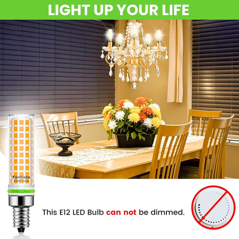 E12 Bulb 100w 1200lm 2700K Bulbs 10W T6 C7 Bulbs Non-dimmable(5Pack) FanNicoo LED Equivalent Led Candelabra Warm White