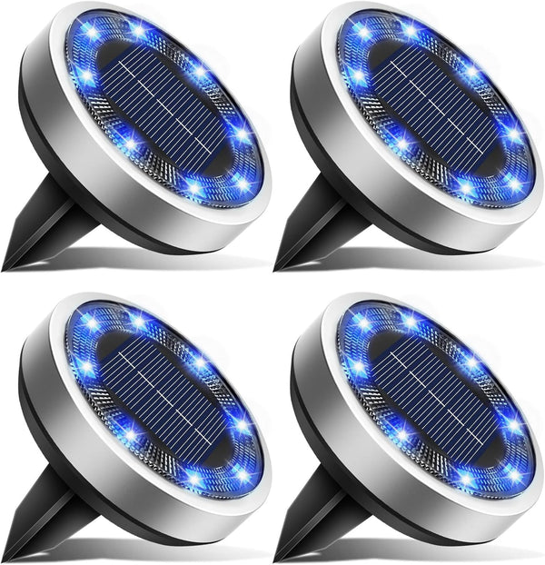 btfarm 4 Pack Solar Lights Outdoor, 8 LED Solar Ground Lights IP65