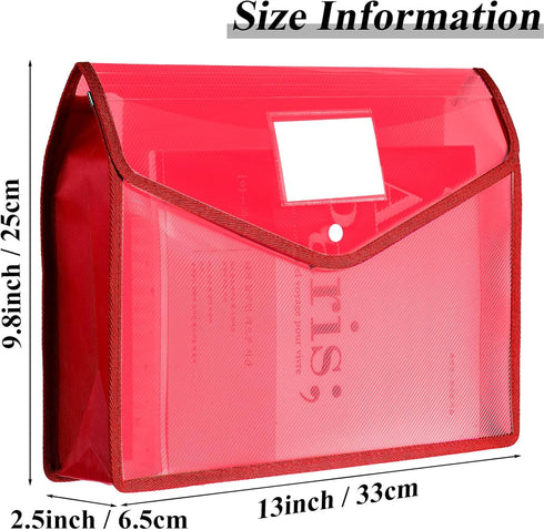 Epakh 10 Pcs Plastic File Folders, A4 Size Expanding File Wallet Organizer with Snap Closure, Waterproof Transparent