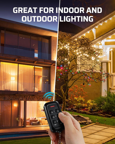 2 3-Prong 15A 100FT DEWENWILS Outdoor Indoor Wireless Remote Control Outlet with Remotes, Remote Plug Weatherproof