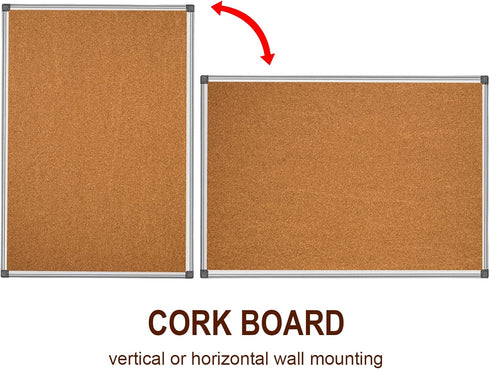 BESTBOARD Heavy Duty Cork Bulletin Board, 24 x 36 inch, Silver Aluminum Frame for Homes or Offices