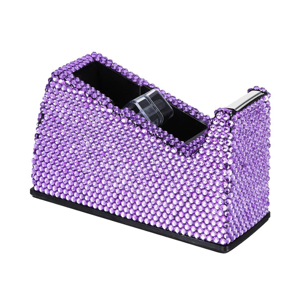 Bling Crystal Luxury Handmade Diamond Desktop Tape Dispenser - Fashion Girls Women Office (Purple)