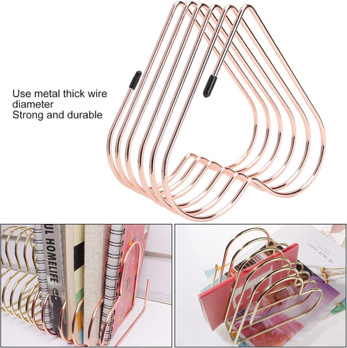 Rose Gold File Organizer, School Supplies Desk Book Storage Rack, Telescopic Folder Stand Organizer, Craft Supplies