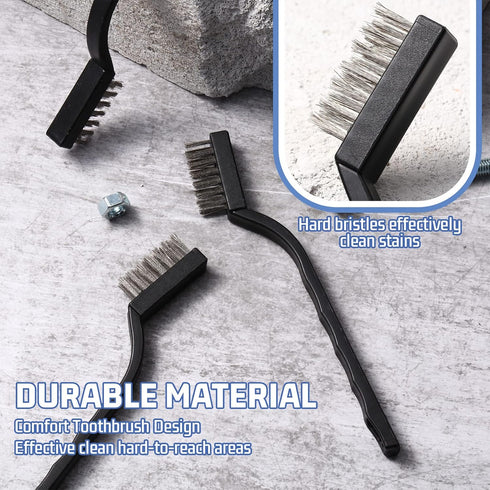 60 Set 6.7 Inches Pcs Mini Wire Brush Stainless Steel Wire Bristle Scratch Brush Small Metal Brush for Cleaning Curved
