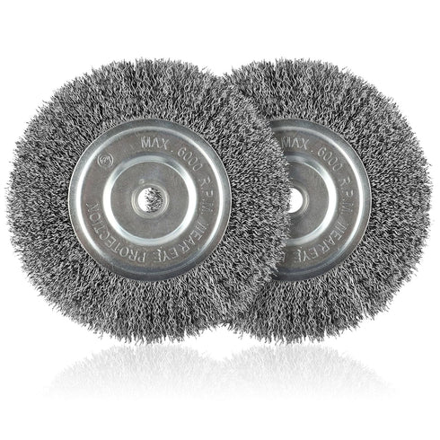 6-Inch Wire Wheel for Bench Grinder, 0.012 Carbon Steel, with 1/2" & 5/8" Arbor Hole