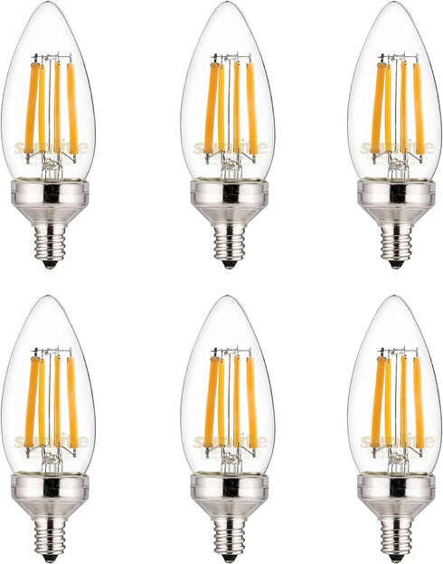 Sunlite 40270 LED Edison B11 Torpedo Tip Chandelier Light Bulb, 7.5 Watts