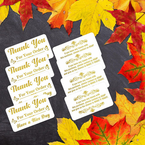 PARTH IMPEX Thank You for Your Order Cards, Pack of 100, 3.5" x 2", Gold Foil Purchase Inserts for Small Business