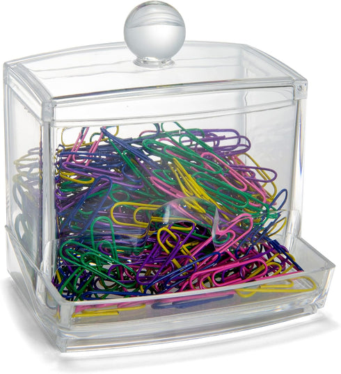 Officemate Clear Self-Dispensing Paper Clip Holder w/250 Assorted Color Paper Clips (93697)