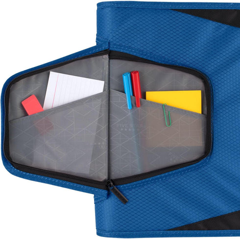 Five Star Zipper Binder, 1-1/2 Inch 3-Ring for School, 3 Pocket Expanding File, 500 Sheet Capacity, Blue (72202)