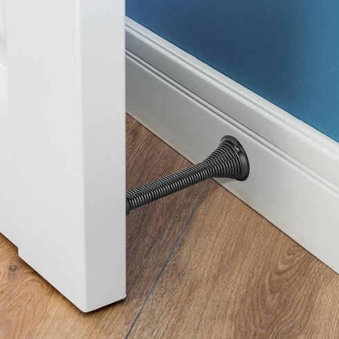 Ravinte Door Stoppers, 18 Pack Black Spring Door Stops with Rubber Bumper for Bottom of Door