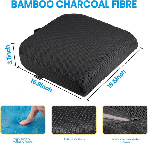 Tailbone Gel Seat Cushion - Memory Foam Cushion for Office Chair, Car Seat, and Wheelchair - Ergonomic Gel-Infused