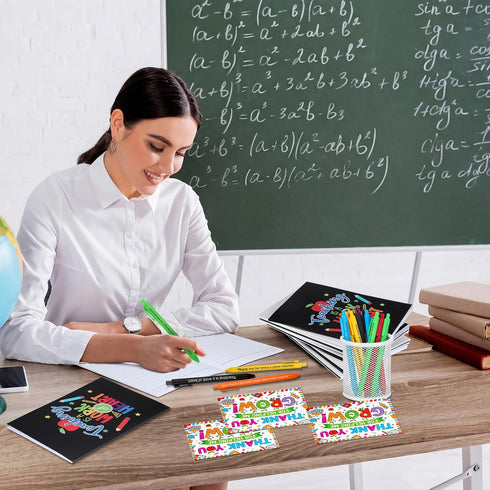 FunooFuno 36 2026 Pcs End of Year Teacher Gifts Inspirational Notebooks Pens and Thank You for Helping Me Grow Cards
