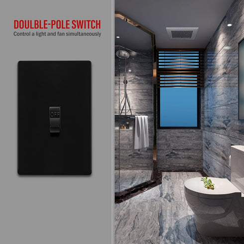 ENERLITES 30 Amp Double-Pole Toggle Light Switch, 30A 120/277V, Industrial Grade, UL Listed, Black