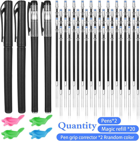 Gsbnjuy 48 40 4 4 Pcs Writing Practice Disappearing Ink Pen Kit with Ink Refills Pen Shells and Grips Drawing Pens