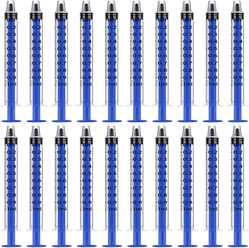 Blue 100 Pcs 1ml 1cc Plastic Syringe, No Needle for Pets Oral, Refilling, Oil or Glue Applicator, Measuring Tiny Liquids