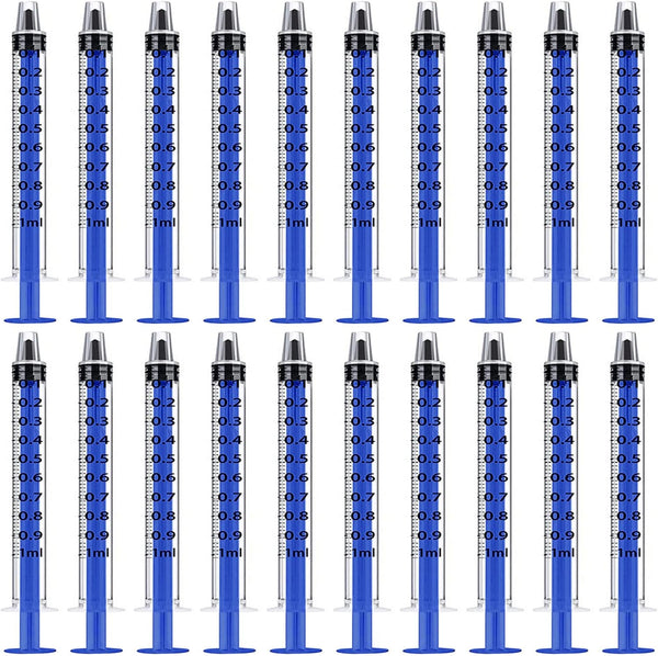 Blue 100 Pcs 1ml 1cc Plastic Syringe, No Needle for Pets Oral, Refilling, Oil or Glue Applicator, Measuring Tiny Liquids