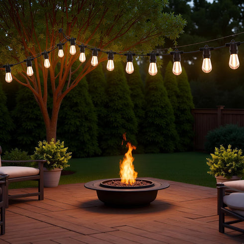 SWEET SHINE 70ft 30 E26 S14 Bulbs (2 Sets 15 LED Patio String Lights, Lights Adapter Powered, Socket with Weatherproof