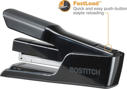 Bostitch Office EZ Squeeze Flat Clinch Desktop Stapler, 40 Sheet Capacity, Reduced Effort, Black (B9040)