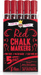 CHALKY CROWN 5 Pack Liquid Chalk Marker Pen - 6mm Reversible Tip for Chalkboard Signs, Windows, Blackboard, Glass (Red)