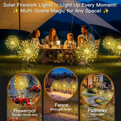 2Pack 150LED suddus Solar Garden Lights Outdoor Waterproof Decorative, Upgrade Firework Lights, Solar Fairy Lights