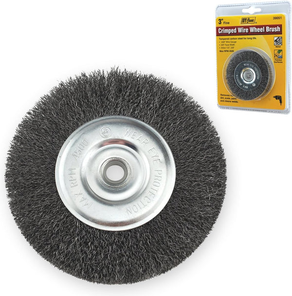 IVY Classic 39051 3-Inch x 1/2 - 3/8-Inch Arbor, Carbon Steel Crimped Wire Wheel Brush, Fine