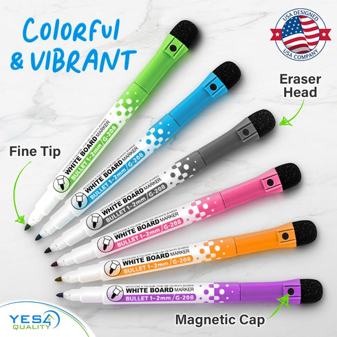 Magnetic Dry Erase White Board Sheet for Fridge (12x8"), Stain Resistant Technology with 6 Markers & Big Eraser