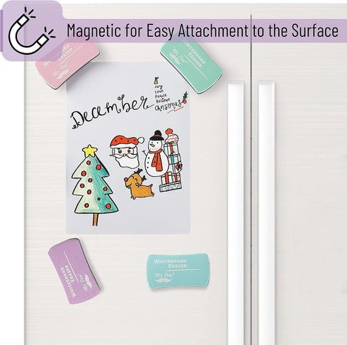 Mr. Pen Magnetic Dry Erase Erasers, 8 Pack, Pastel Colors, Whiteboard Eraser, Magnetic Dry Eraser for Whiteboard