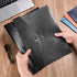 VANRA 1 Piece PU Leather File Folders - A4 Letter Size Document Holder with String Tie Closure, Black