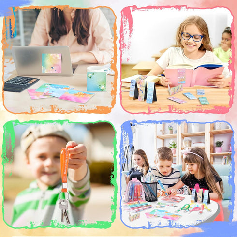 Pasimy 218 Pcs Inspirational Stationery Gifts, Motivational Mini Notepad, Pen, Quote Bookmarks, Stickers for School