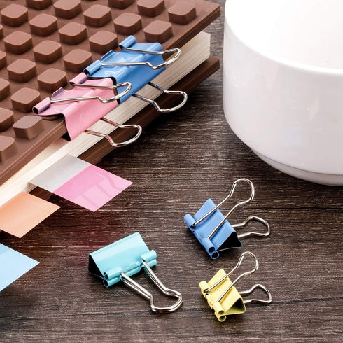 TecUnite 150 Pcs Binder Clips, Assorted Sizes, Pastel Paper Clamps for Office Supplies