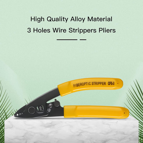 3PC CFS-3 Fiber Optic Stripper, 3 Port Hole Stripping Tool with Hex Key Adjustable Handle for Coating Stripping